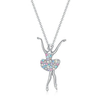 Crystal Charm Color Zircon Choker Dancing Girl Ballerina Dancer Pendant Necklace Jewelry Gift for Ballet Girls Women Good Vibrations
