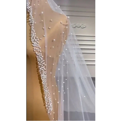 S867A New White Long Section Beads Same As Video 3 Meters Wide Three-dimensional Flower Wedding Bridal Veils Good Vibrations
