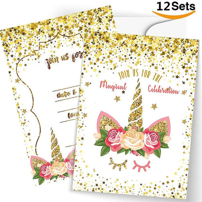 Birthday Party Decoration Invitation Card Magic Unicorn Petal Star Envelope Card Girl Unicorn Theme Party Invitation Good Vibrations