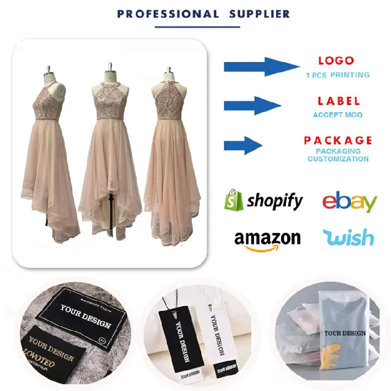 TW00128 Gowns for Women Evening Dresses Splice Multi Layer Mesh Sleeveless Halter Irregular Sequin Ball Gown Party Prom Dresses Good Vibrations
