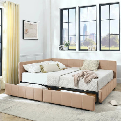 Queen Size Storage Upholstered Tufted Bed Frame Minimalist Tatami Sofa Bed with Comfortable Backrest and Armrests Good Vibrations