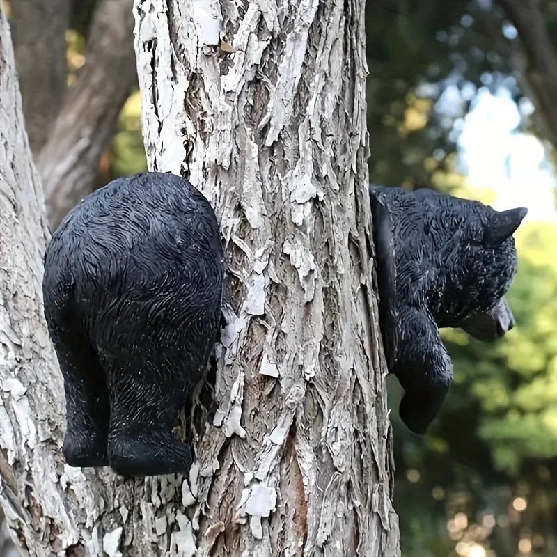 1pc, Tree Decoration Outdoor Baby Bear Garden Hide And Seek Tree Hug Outdoor Tree Sculpture Good Vibrations