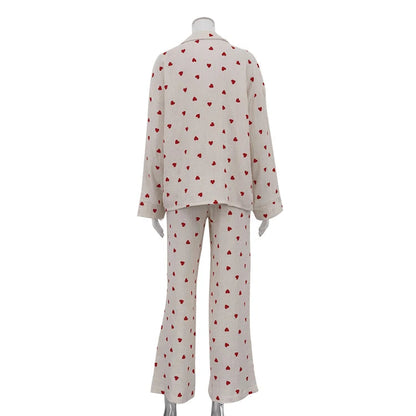 Printed Blouse and Wide Leg Pants Home Loungewear Sets Two Piece Clothing Pyjamas Women's Sleepwear Cotton Pajamas for Women Set Good Vibrations