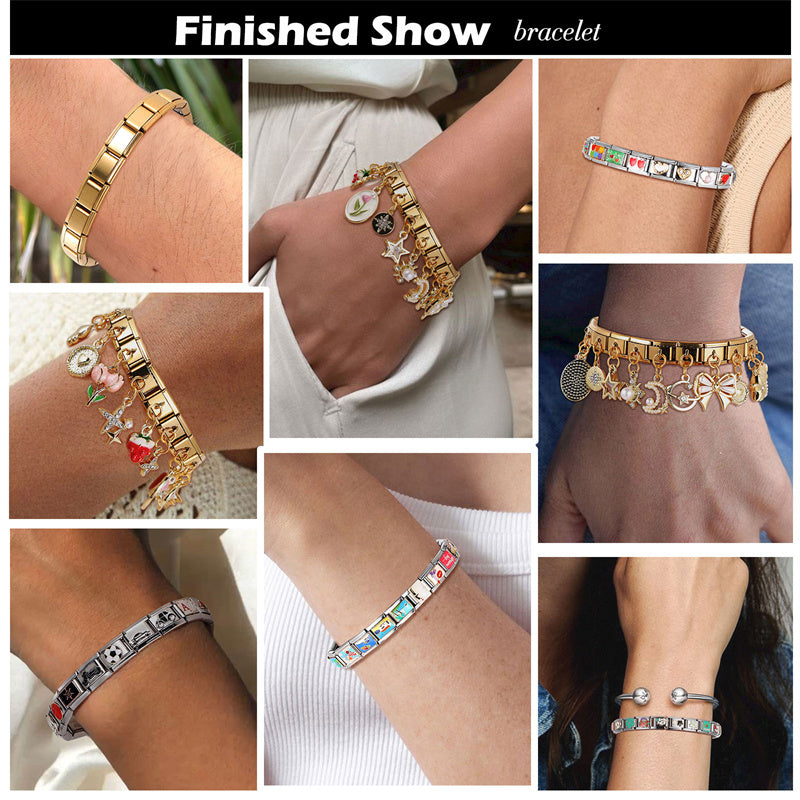 Cute Bow Knot Heart Cherry Sweet Pink Red Italian Charm Links Fit 9mm Bracelet Stainless Steel Women Jewelry DIY Making Gifts Good Vibrations Adult Super Store