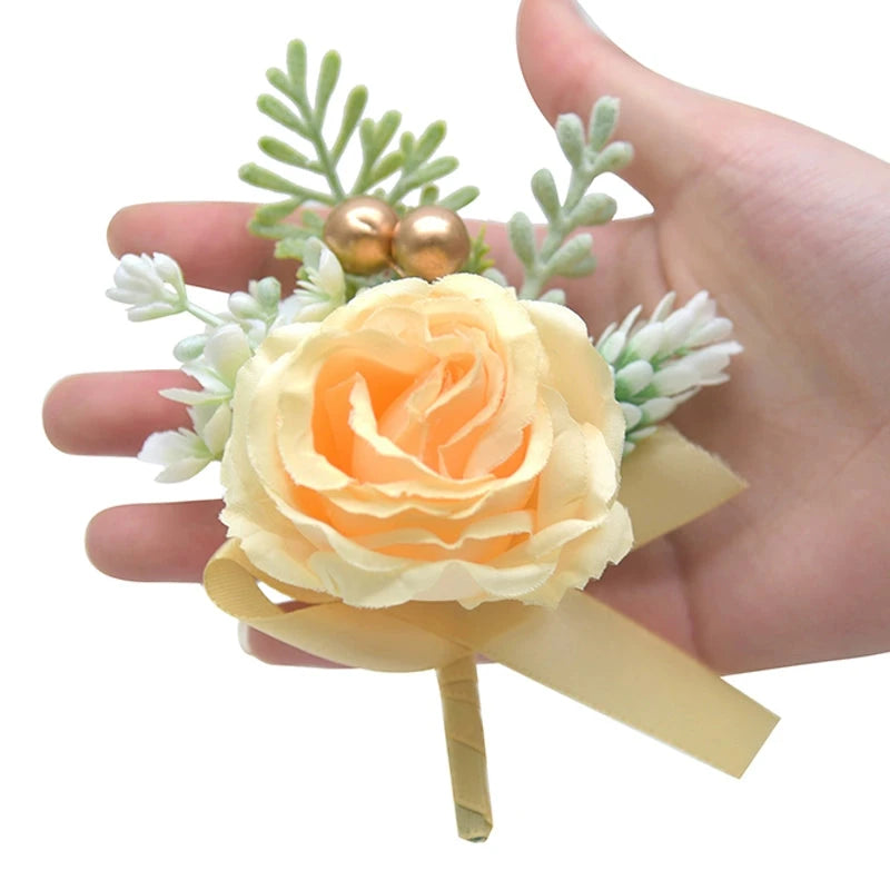Mori Style Fresh Artificial Rose Groomsman and Bridesmaid Corsage Bridegroom Bride Wedding Wedding and Wedding Celebration Supplies Placket Flower Good Vibrations