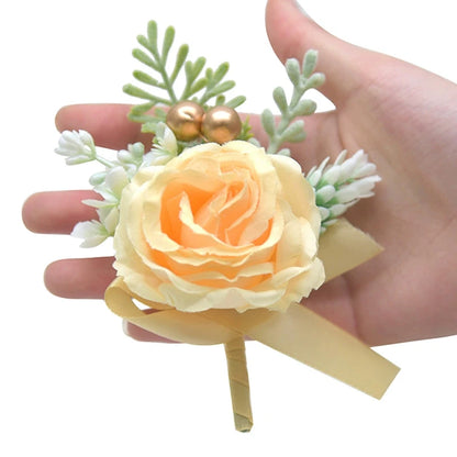 Mori Style Fresh Artificial Rose Groomsman and Bridesmaid Corsage Bridegroom Bride Wedding Wedding and Wedding Celebration Supplies Placket Flower Good Vibrations