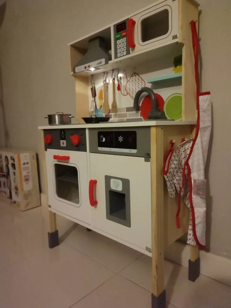 Kids Play House Refrigerator Wooden Children's Early Education Baby Girl Smart Water Wooden Kitchen Toys Suit Good Vibrations