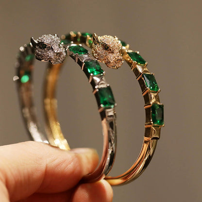 Di Li Xue High Version Heavy Industry Inlaid Zircon Leopard Bracelet Classy Design Opening Bracelet Europe and America Cross Border Good Vibrations