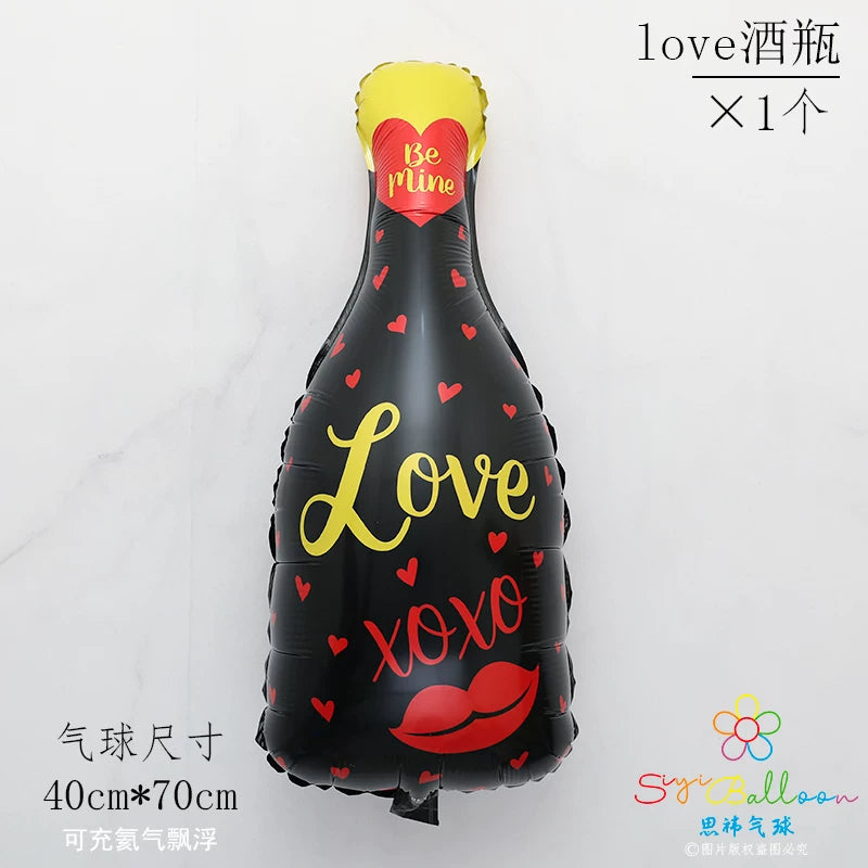 Large Champagne Bottle Wine Glass Aluminum Foil Balloon Mini Bottle Cup Wedding Party Bar Decoration Balloon Good Vibrations