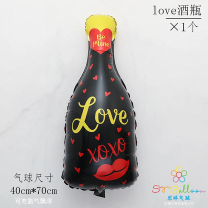 Large Champagne Bottle Wine Glass Aluminum Foil Balloon Mini Bottle Cup Wedding Party Bar Decoration Balloon Good Vibrations