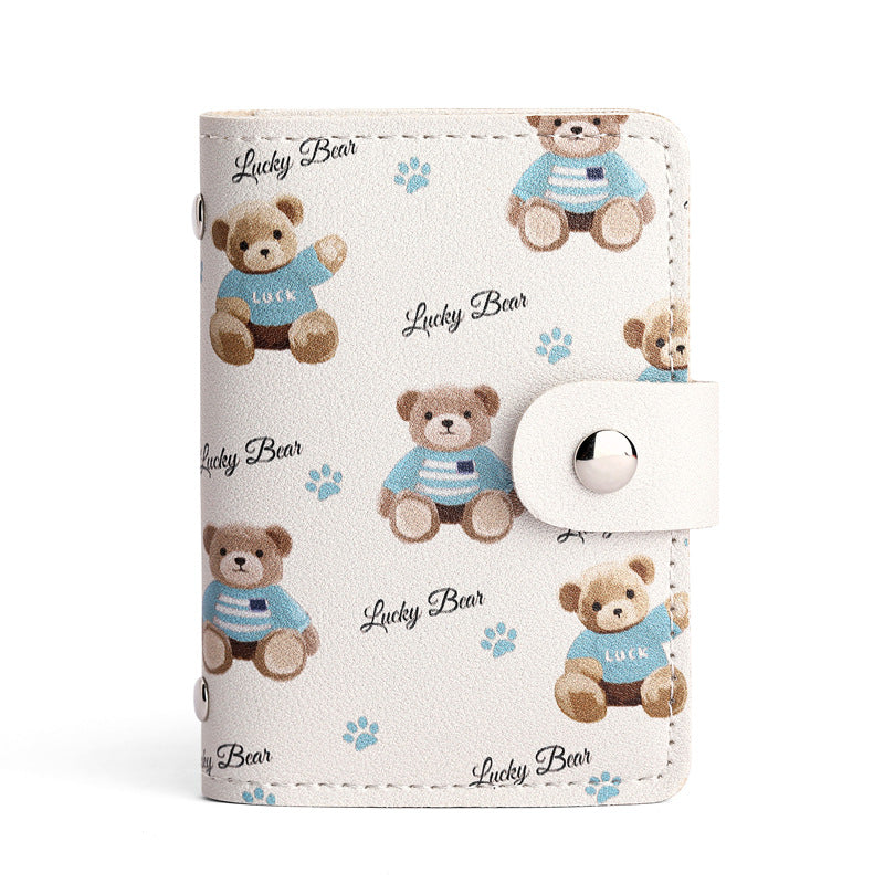 Cute Cartoon Card Bag Women's Buckle Large Capacity Multi-Card Slot Ultra-thin Small Men's Card Clamp Bag Driver's License Card Cover Good Vibrations