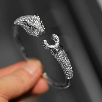 Di Li Xue High Version Heavy Industry Inlaid Zircon Leopard Bracelet Classy Design Opening Bracelet Europe and America Cross Border Good Vibrations