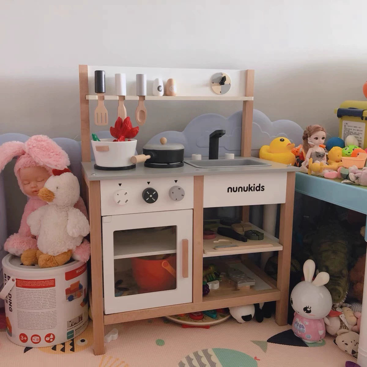 Kids Play House Refrigerator Wooden Children's Early Education Baby Girl Smart Water Wooden Kitchen Toys Suit Good Vibrations