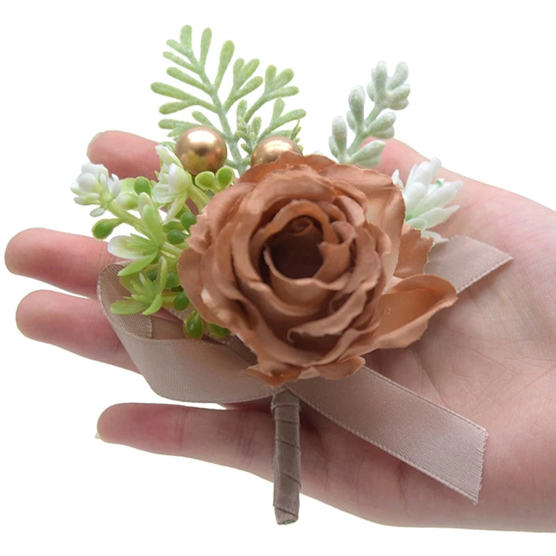 Mori Style Fresh Artificial Rose Groomsman and Bridesmaid Corsage Bridegroom Bride Wedding Wedding and Wedding Celebration Supplies Placket Flower Good Vibrations