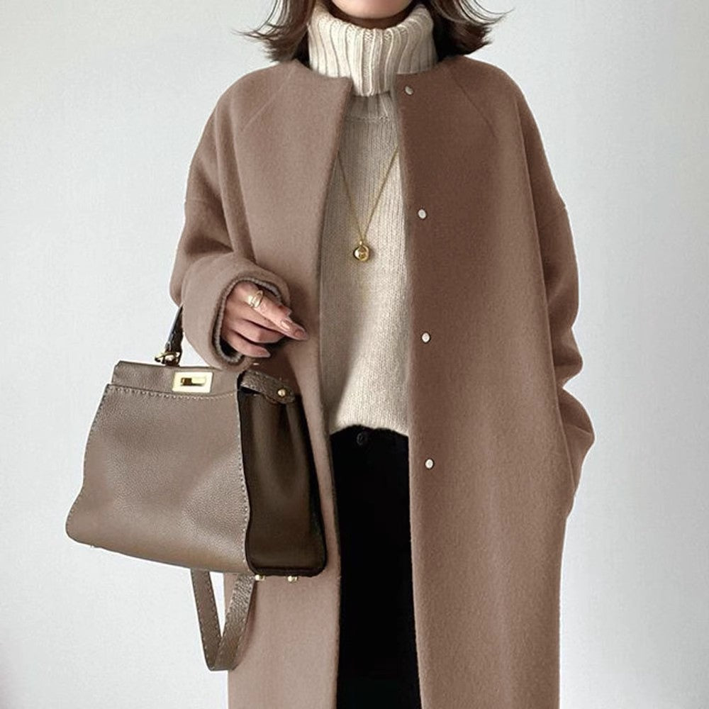 2026 Autumn/Winter New Style Lotte Ins Hot-Selling Loose Slimming Casual Simple Straight-Leg Coat Solid Color Overcoat for Women Good Vibrations