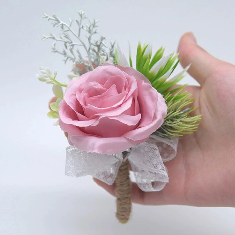 Mori Style Fresh Artificial Rose Groomsman and Bridesmaid Corsage Bridegroom Bride Wedding Wedding and Wedding Celebration Supplies Placket Flower Good Vibrations