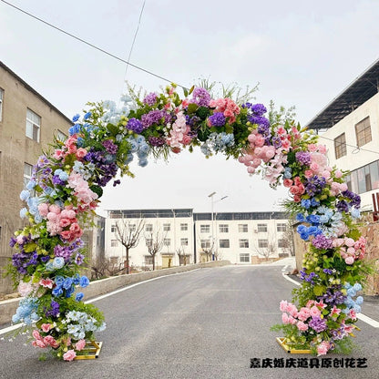 Double-Pole Iron Full Flower Arch Shelf Entrance Door Layout Semicircle Arch Wedding Scene Decoration Background Door Frame Good Vibrations