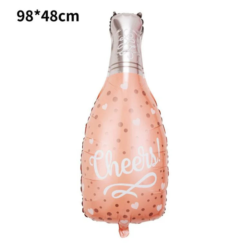 Adult Birthday Arrangement Champagne Bottle Wine Glass Shape Aluminum Film Balloon Wedding Party New Year Decoration Photo Props Good Vibrations
