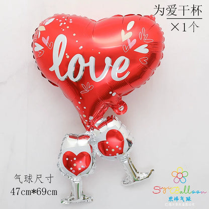 Large Champagne Bottle Wine Glass Aluminum Foil Balloon Mini Bottle Cup Wedding Party Bar Decoration Balloon Good Vibrations