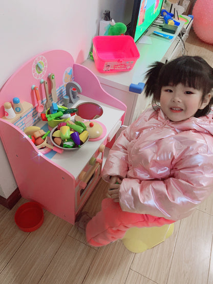 Kids Play House Refrigerator Wooden Children's Early Education Baby Girl Smart Water Wooden Kitchen Toys Suit Good Vibrations