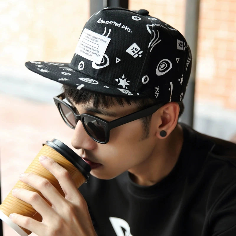 Sun Hat Men's Summer Street Dance Hip-Hop Flat Brim Hat Good Vibrations