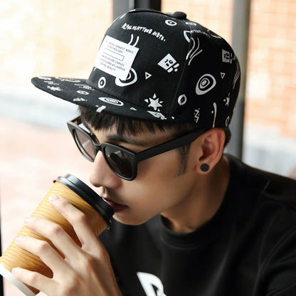 Sun Hat Men's Summer Street Dance Hip-Hop Flat Brim Hat Good Vibrations