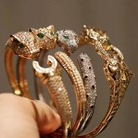 Di Li Xue High Version Heavy Industry Inlaid Zircon Leopard Bracelet Classy Design Opening Bracelet Europe and America Cross Border Good Vibrations