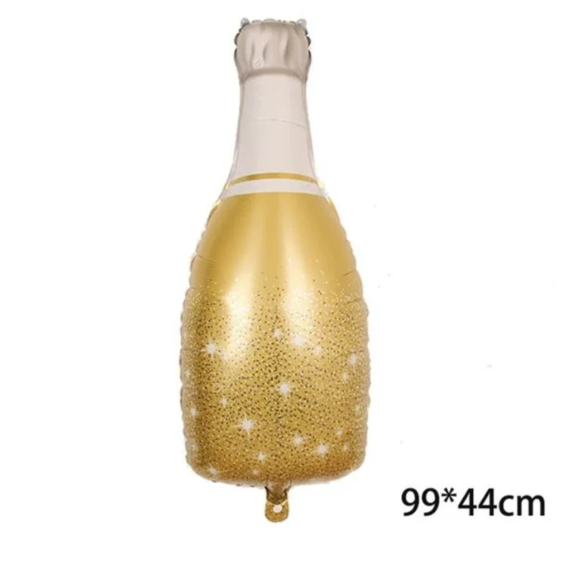 Adult Birthday Arrangement Champagne Bottle Wine Glass Shape Aluminum Film Balloon Wedding Party New Year Decoration Photo Props Good Vibrations