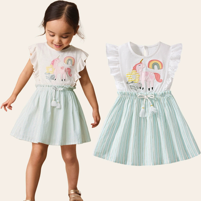 Girl Short Sleeve Pure Cotton T-shirt Purple Fashionable Dress Good Vibrations