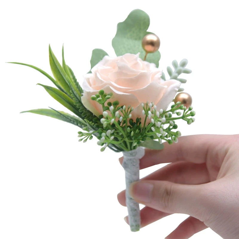 Mori Style Fresh Artificial Rose Groomsman and Bridesmaid Corsage Bridegroom Bride Wedding Wedding and Wedding Celebration Supplies Placket Flower Good Vibrations