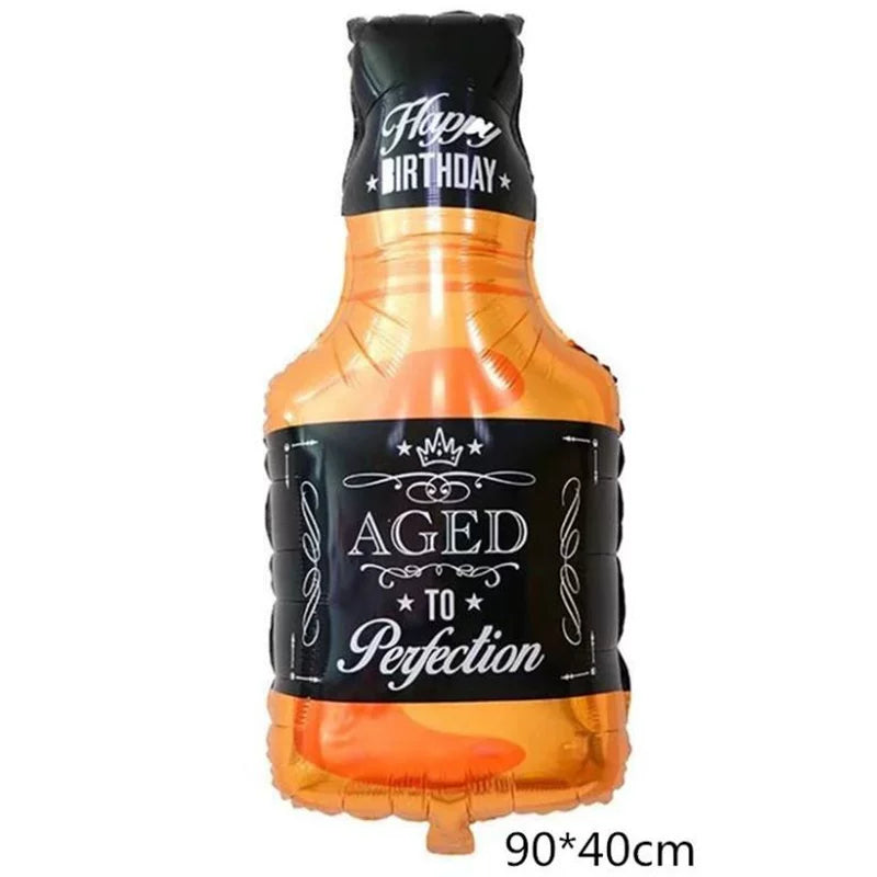 Adult Birthday Arrangement Champagne Bottle Wine Glass Shape Aluminum Film Balloon Wedding Party New Year Decoration Photo Props Good Vibrations