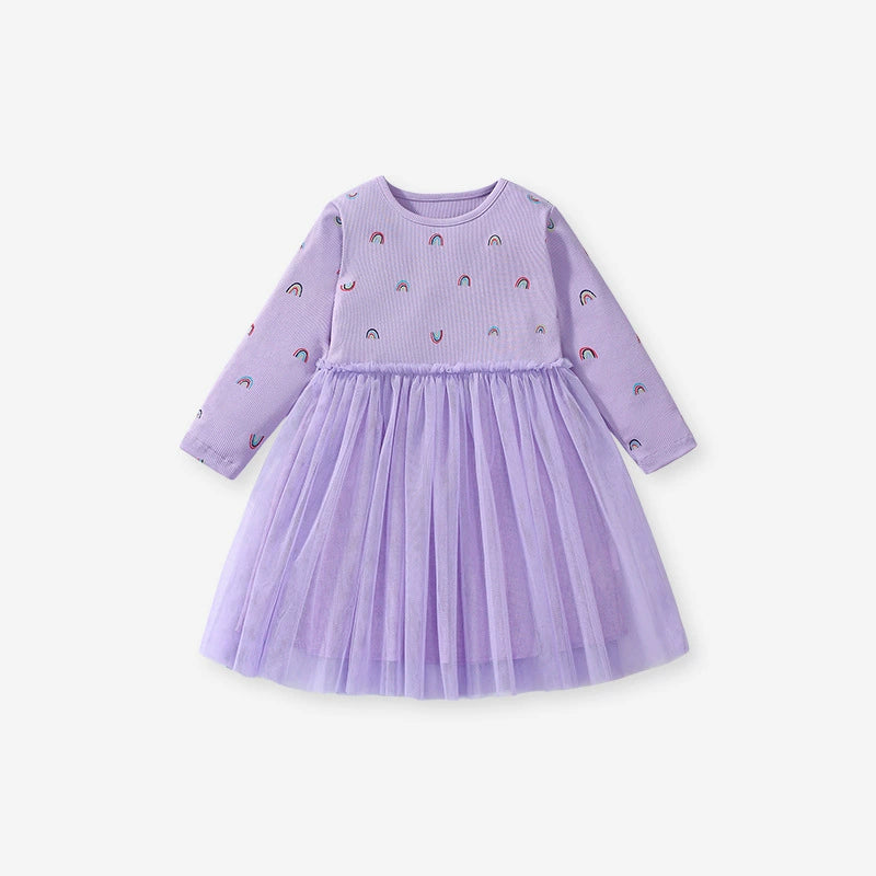 Girl Short Sleeve Pure Cotton T-shirt Purple Fashionable Dress Good Vibrations