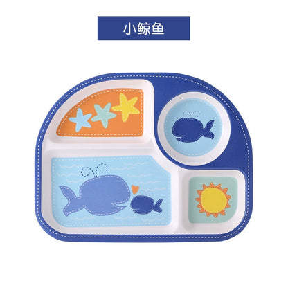 Creative Drop-Proof and Hot-Proof  Bamboo Fiber Baby & Kids Compartment Plate Good Vibrations