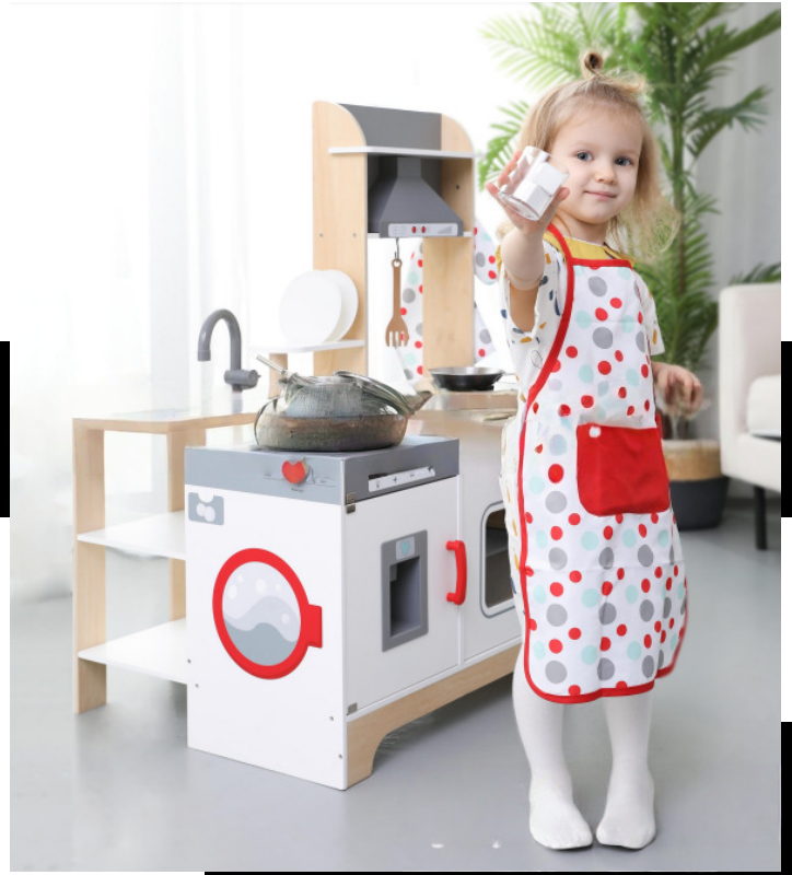 Kids Play House Refrigerator Wooden Children's Early Education Baby Girl Smart Water Wooden Kitchen Toys Suit Good Vibrations