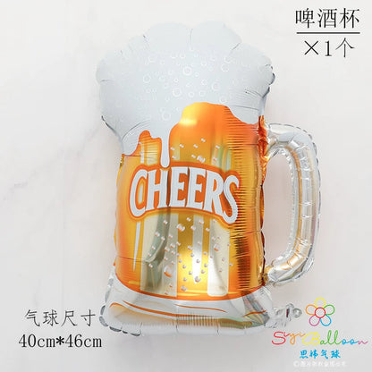 Large Champagne Bottle Wine Glass Aluminum Foil Balloon Mini Bottle Cup Wedding Party Bar Decoration Balloon Good Vibrations