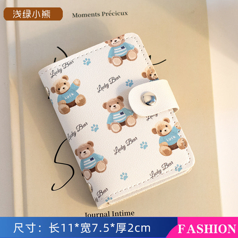 Cute Cartoon Card Bag Women's Buckle Large Capacity Multi-Card Slot Ultra-thin Small Men's Card Clamp Bag Driver's License Card Cover Good Vibrations