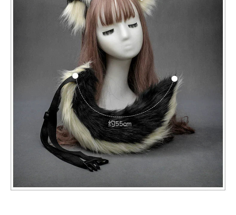 Stuffed Dog Ear Dog Tail Cosplay Accessories Handmade Headband