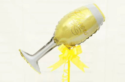 Large Champagne Bottle Wine Glass Aluminum Foil Balloon Mini Bottle Cup Wedding Party Bar Decoration Balloon Good Vibrations