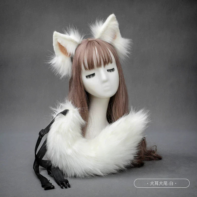 Stuffed Dog Ear Dog Tail Cosplay Accessories Handmade Headband
