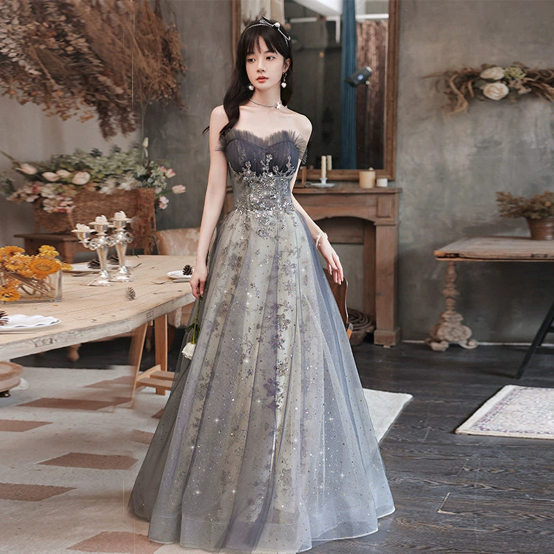 Evening Dress for Women Fall and Winter New Arrival Banquet Temperament Annual Meeting Tube Top Art Exam Fairy Dress Factory Supply Good Vibrations