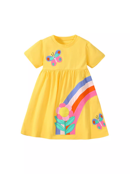 Girl Short Sleeve Pure Cotton T-shirt Purple Fashionable Dress Good Vibrations