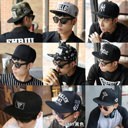 Sun Hat Men's Summer Street Dance Hip-Hop Flat Brim Hat Good Vibrations