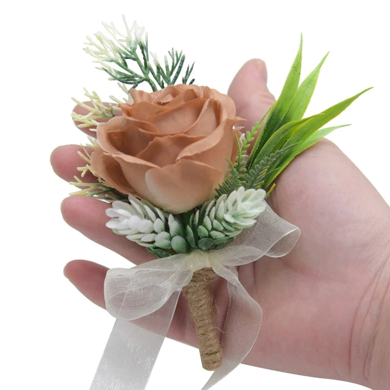 Mori Style Fresh Artificial Rose Groomsman and Bridesmaid Corsage Bridegroom Bride Wedding Wedding and Wedding Celebration Supplies Placket Flower Good Vibrations