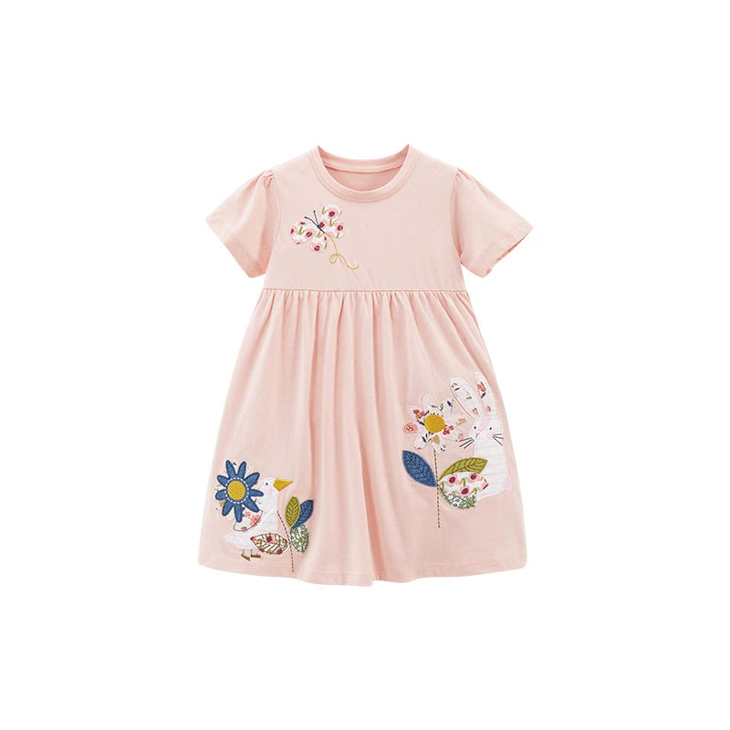Girl Short Sleeve Pure Cotton T-shirt Purple Fashionable Dress Good Vibrations
