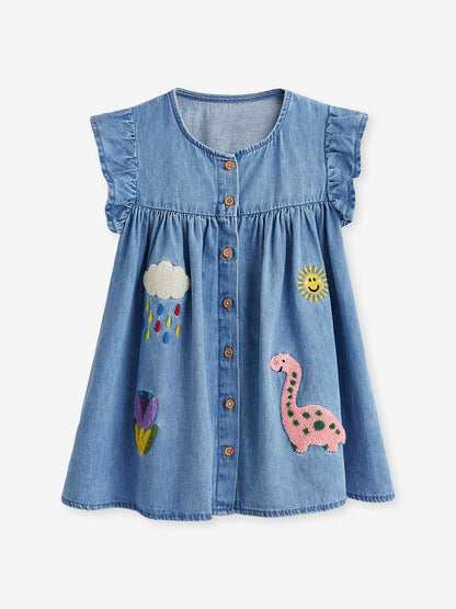 Girl Short Sleeve Pure Cotton T-shirt Purple Fashionable Dress Good Vibrations