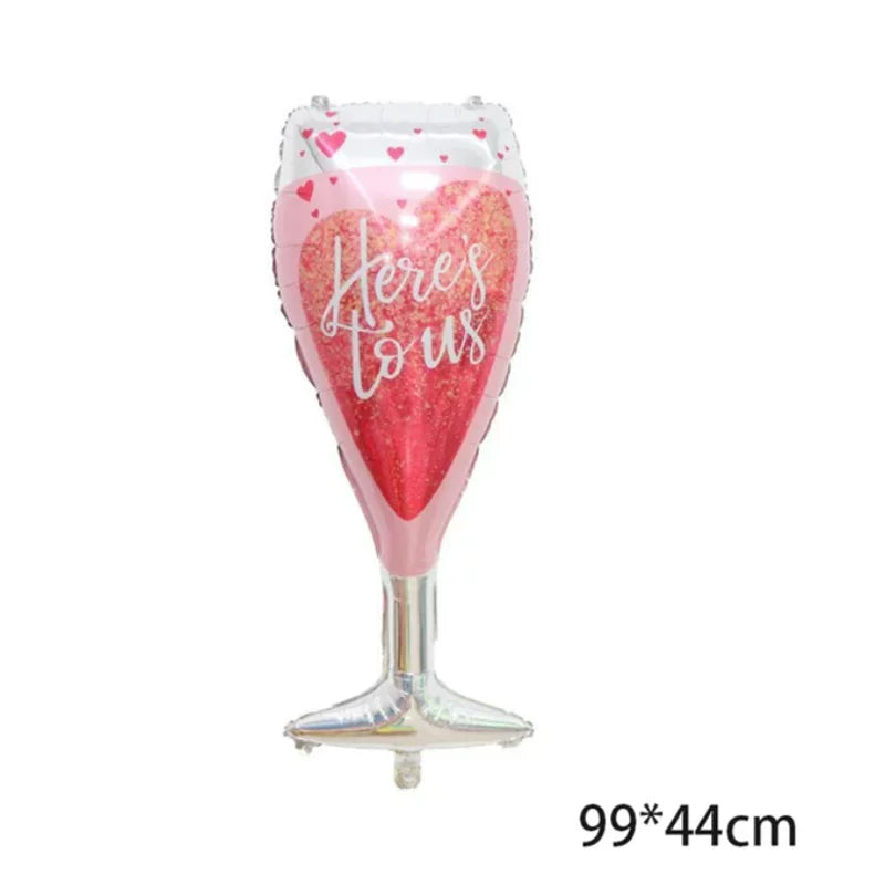 Adult Birthday Arrangement Champagne Bottle Wine Glass Shape Aluminum Film Balloon Wedding Party New Year Decoration Photo Props Good Vibrations