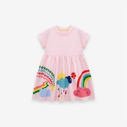 Girl Short Sleeve Pure Cotton T-shirt Purple Fashionable Dress Good Vibrations