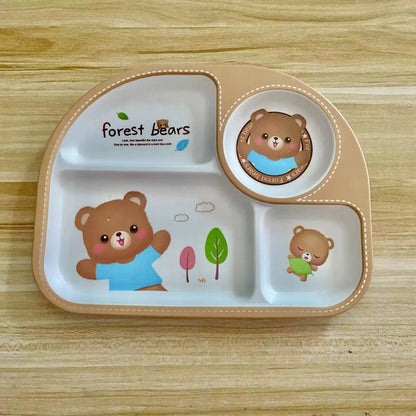 Creative Drop-Proof and Hot-Proof  Bamboo Fiber Baby & Kids Compartment Plate Good Vibrations