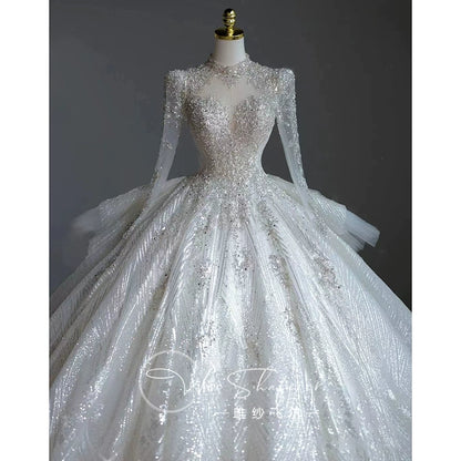 Short Long-Sleeved Socialite Wedding Dress