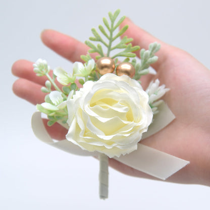 Mori Style Fresh Artificial Rose Groomsman and Bridesmaid Corsage Bridegroom Bride Wedding Wedding and Wedding Celebration Supplies Placket Flower Good Vibrations